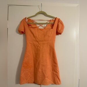 orange aritizia cap sleeve dress
